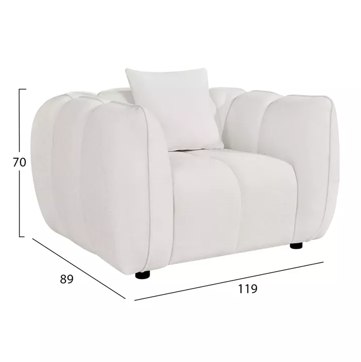 ΣΕΤ ΚΑΝΑΠΕΣ ΓΩΝΙΑ (ΑΡΙΣΤΕΡΗ)-ΠΟΛΥΘΡΟΝΑ LOUNGE LYKKE HM10820.02L ΕΚΡΟΥ ΥΦΑΣΜΑ