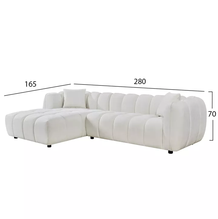 ΣΕΤ ΚΑΝΑΠΕΣ ΓΩΝΙΑ (ΑΡΙΣΤΕΡΗ)-ΠΟΛΥΘΡΟΝΑ LOUNGE LYKKE HM10820.02L ΕΚΡΟΥ ΥΦΑΣΜΑ