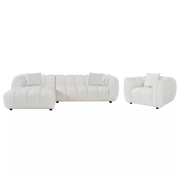 ΣΕΤ ΚΑΝΑΠΕΣ ΓΩΝΙΑ (ΑΡΙΣΤΕΡΗ)-ΠΟΛΥΘΡΟΝΑ LOUNGE LYKKE HM10820.02L ΕΚΡΟΥ ΥΦΑΣΜΑ