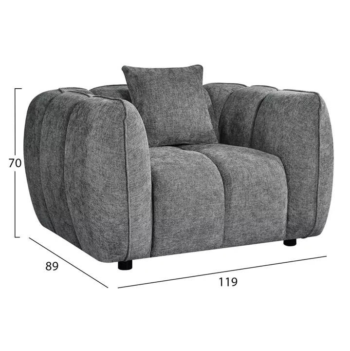 ΣΕΤ ΚΑΝΑΠΕΣ ΓΩΝΙΑ (ΔΕΞΙΑ)-ΠΟΛΥΘΡΟΝΑ LOUNGE LYKKE HM10820.01R ΓΚΡΙ ΥΦΑΣΜΑ