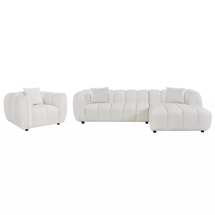 ΣΕΤ ΚΑΝΑΠΕΣ ΓΩΝΙΑ (ΔΕΞΙΑ)-ΠΟΛΥΘΡΟΝΑ LOUNGE LYKKE HM10820.02R ΕΚΡΟΥ ΥΦΑΣΜΑ