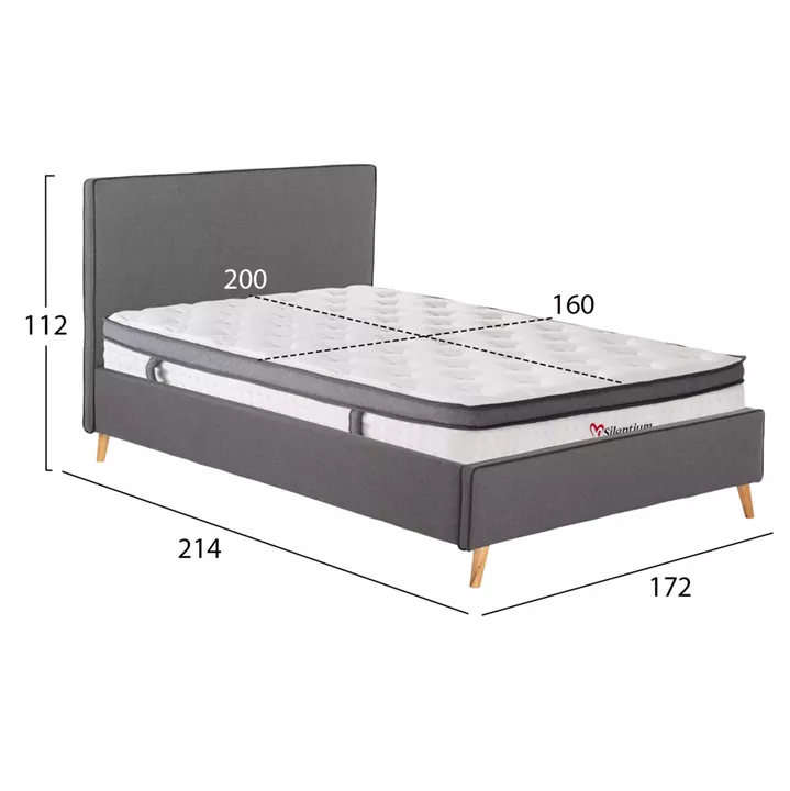 ΚΡΕΒΑΤΙ ΔΙΠΛΟ ΜΕ ΣΤΡΩΜΑ INDRA HM10810.01 ΓΚΡΙ ΥΦΑΣΜΑ--ΓΙΑ ΣΤΡΩΜΑ 160x200εκ