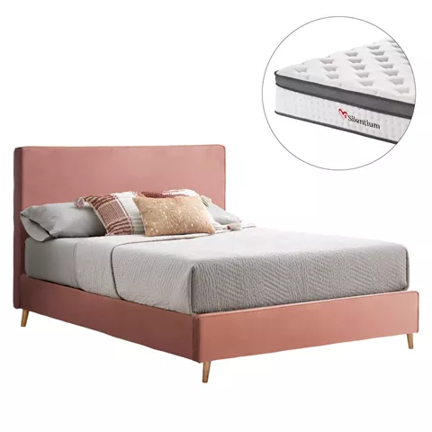 ΚΡΕΒΑΤΙ ΔΙΠΛΟ ΜΕ ΣΤΡΩΜΑ INDRA HM10810.12 ΣΑΠΙΟ ΜΗΛΟ ΒΕΛΟΥΔΟ--ΓΙΑ ΣΤΡΩΜΑ 160x200εκ