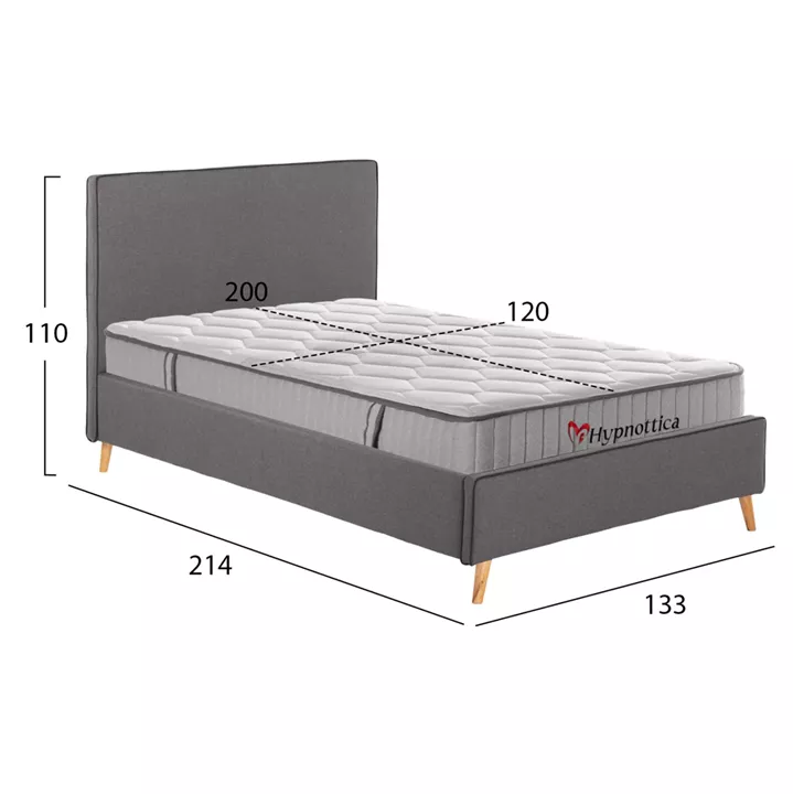 ΚΡΕΒΑΤΙ ΗΜΙΔΙΠΛΟ ΜΕ ΣΤΡΩΜΑ MAYLIN HM10758.10 ΓΚΡΙ ΥΦΑΣΜΑ--ΣΤΡΩΜΑ 120Χ200εκ