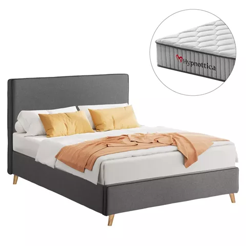 SEMI-DOUBLE BED WITH MATTRESS MAYLIN HM10758.03 GREY FABRIC--MATTRESS 120X200cm