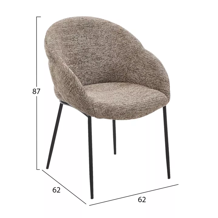 ΠΟΛΥΘΡΟΝΑ ΤΡΑΠΕΖΑΡΙΑΣ DRENNY HM18424.03 TAUPE ΥΦΑΣΜΑ-ΜΕΤΑΛ.ΜΑΥΡΑ ΠΟΔΙΑ 62x62x87Υεκ