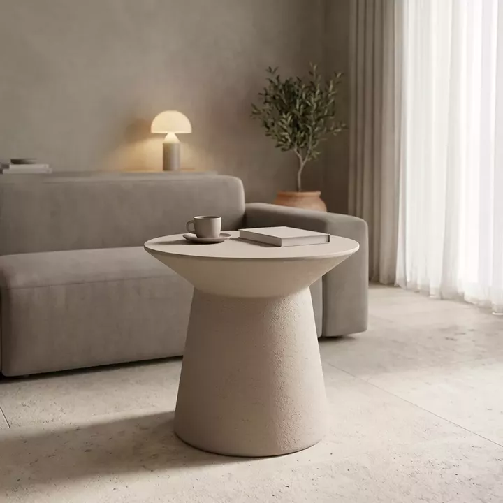 Τραπέζι σαλονιού Peble pakoworld MGO cappuccino Φ55x50εκ