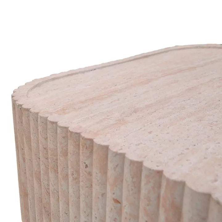 Τραπέζι σαλονιού Doric pakoworld MGO όψη τραβερτίνας 80x80x38εκ