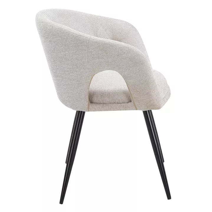 DINING CHAIR CORNEL HM18431.02 BEIGE FABRIC--BLACK METAL LEGS 59x59x81Hcm.