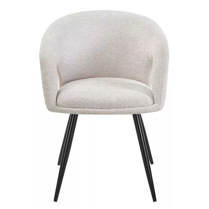 DINING CHAIR CORNEL HM18431.02 BEIGE FABRIC--BLACK METAL LEGS 59x59x81Hcm.