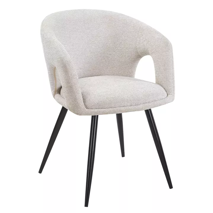 DINING CHAIR CORNEL HM18431.02 BEIGE FABRIC--BLACK METAL LEGS 59x59x81Hcm.