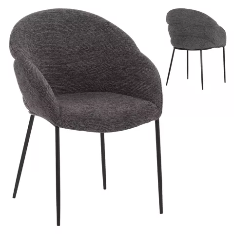 DINING CHAIR DRENNY HM18424.01 GREY FABRIC-METAL BLACK LEGS 62x63x85Hcm.