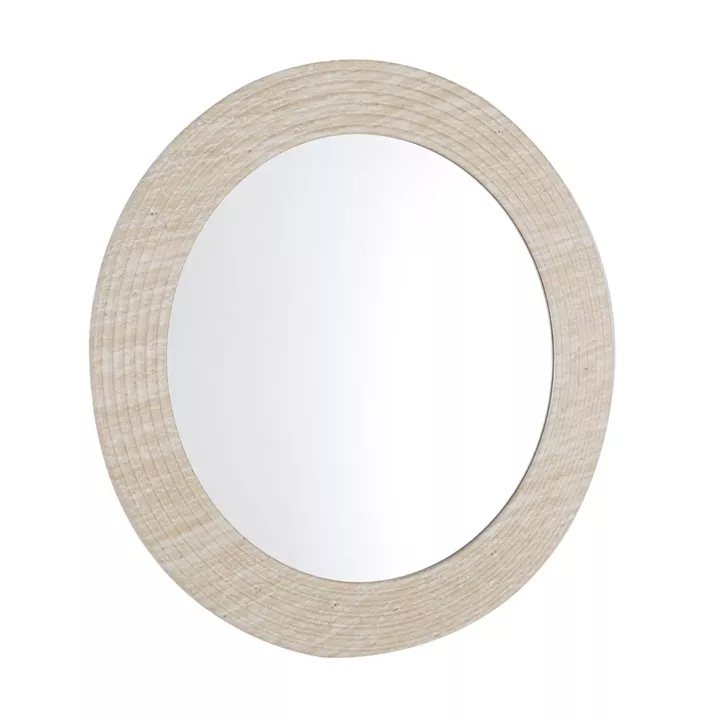 WALL ROUND MIRROR FONTE HM4880 MDF WITH PVC FRAME IN TRAVERTINE COLOR SCHEME Φ80cm