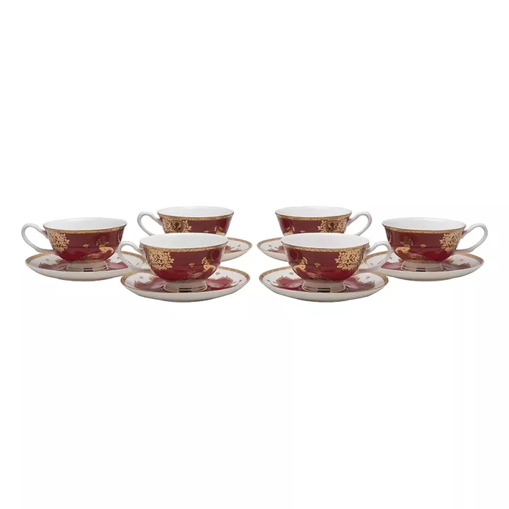 Beauty Home Σετ φλυτζάνια τσαγιού πορσελάνης 12τμχ Eternal Art 7716 Μπορντό