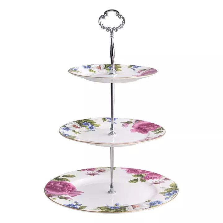 Beauty Home Ταρτιέρα τριόροφη πορσελάνης Eternal Art 7719 Σχέδιο Λουλούδι