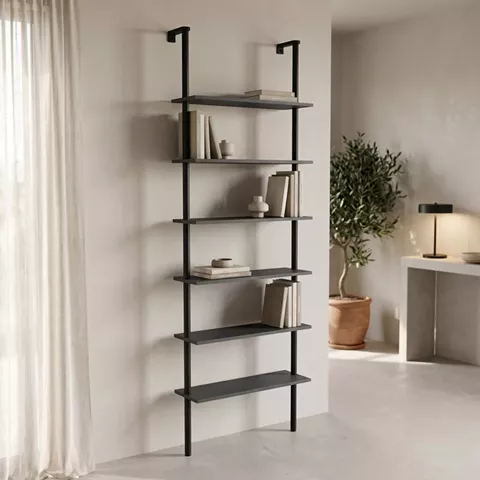 Wall bookcase Dimmo pakoworld anthracite-black metal 60x20x180cm