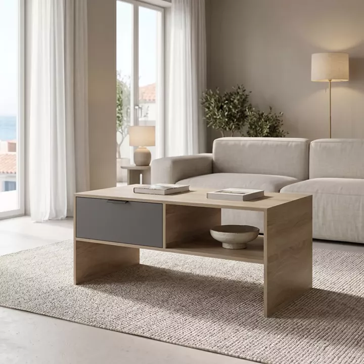 Τραπέζι σαλονιού Felina pakoworld sonoma-ανθρακί 100x50x45εκ