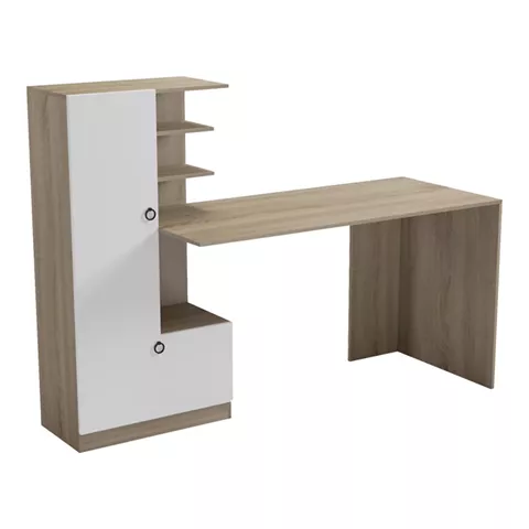 Desk with bookcase Felanbo pakoworld sonoma-white 160x60x125cm