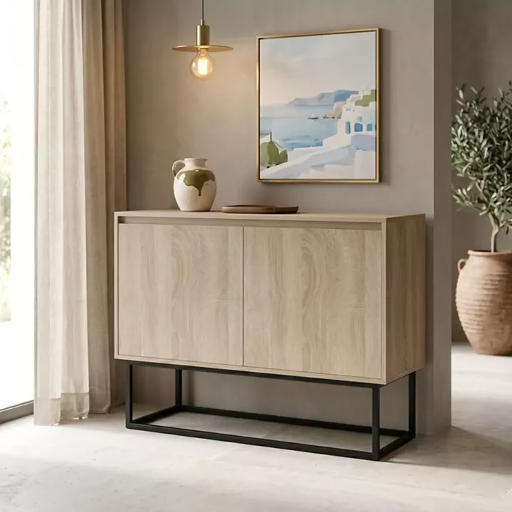 Μπουφές Dabia pakoworld sonoma-πόδι μαύρο μέταλλο 100x40x74εκ