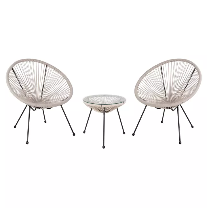 ΣΕΤ ΕΞΩΤΕΡΙΚΟΥ ΧΩΡΟΥ 3ΤΜΧ ACAPULCO HM11861.03 P.E.RATTAN ΕΚΡΟΥ-ΜΕΤΑΛΛΟ ΣΕ ΜΑΥΡΟ