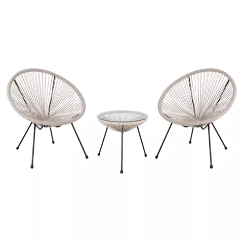 ΣΕΤ ΕΞΩΤΕΡΙΚΟΥ ΧΩΡΟΥ 3ΤΜΧ ACAPULCO HM11861.03 P.E.RATTAN ΕΚΡΟΥ-ΜΕΤΑΛΛΟ ΣΕ ΜΑΥΡΟ