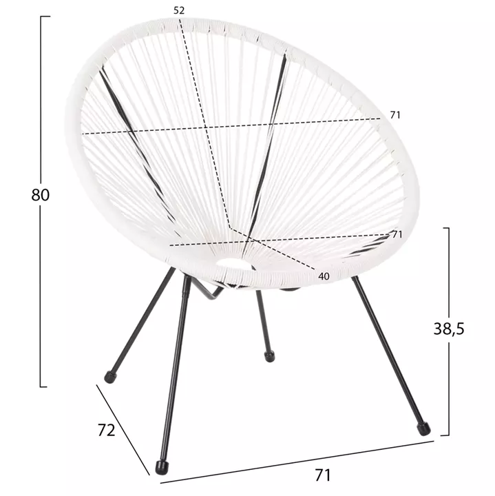 ΣΕΤ ΕΞΩΤΕΡΙΚΟΥ ΧΩΡΟΥ 3ΤΜΧ ACAPULCO HM11861.12 P.E.RATTAN ΛΕΥΚΟ-ΜΕΤΑΛΛΟ ΣΕ ΜΑΥΡΟ