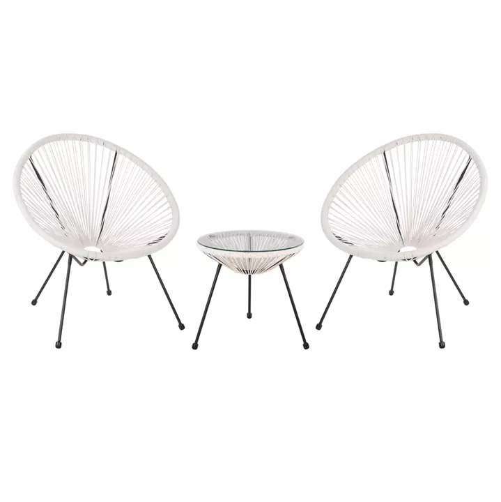 ΣΕΤ ΕΞΩΤΕΡΙΚΟΥ ΧΩΡΟΥ 3ΤΜΧ ACAPULCO HM11861.12 P.E.RATTAN ΛΕΥΚΟ-ΜΕΤΑΛΛΟ ΣΕ ΜΑΥΡΟ