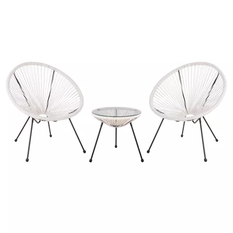 ΣΕΤ ΕΞΩΤΕΡΙΚΟΥ ΧΩΡΟΥ 3ΤΜΧ ACAPULCO HM11861.12 P.E.RATTAN ΛΕΥΚΟ-ΜΕΤΑΛΛΟ ΣΕ ΜΑΥΡΟ