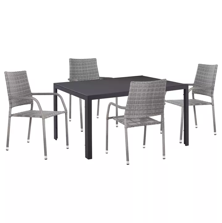ΣΕΤ ΤΡΑΠΕΖΑΡΙΑΣ ΕΞ.ΧΩΡΟΥ 5ΤΜΧ MORNER HM21008 ΜΕΤΑΛΛΟ & WICKER ΣΕ ΓΚΡΙ