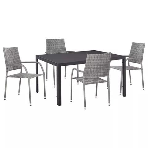 ΣΕΤ ΤΡΑΠΕΖΑΡΙΑΣ ΕΞ.ΧΩΡΟΥ 5ΤΜΧ MORNER HM21008 ΜΕΤΑΛΛΟ & WICKER ΣΕ ΓΚΡΙ