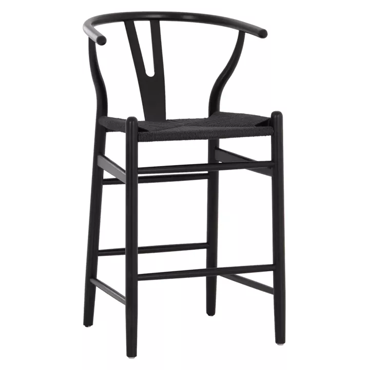 BAR STOOL BRAVE HM9405.04 WITH WISHBONE BACK-BEECH WOOD-BLACK 48x53x100Hcm.