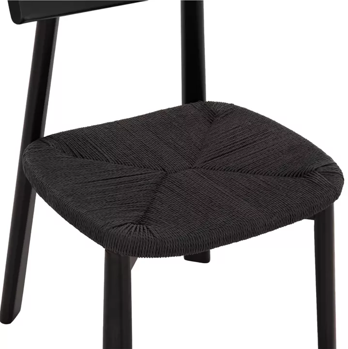 DINING CHAIR OSORIO HM18335.02 RUBBERWOOD & ROPE IN BLACK 51x55x74Hcm.