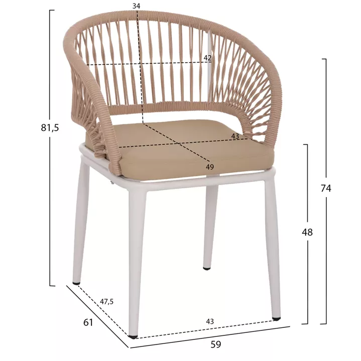 OUTDOOR DINING SET 9PCS MAGNET HM10828.02 ALUMINUM IN WHITE--POLYWOOD--P.E.ROPE
