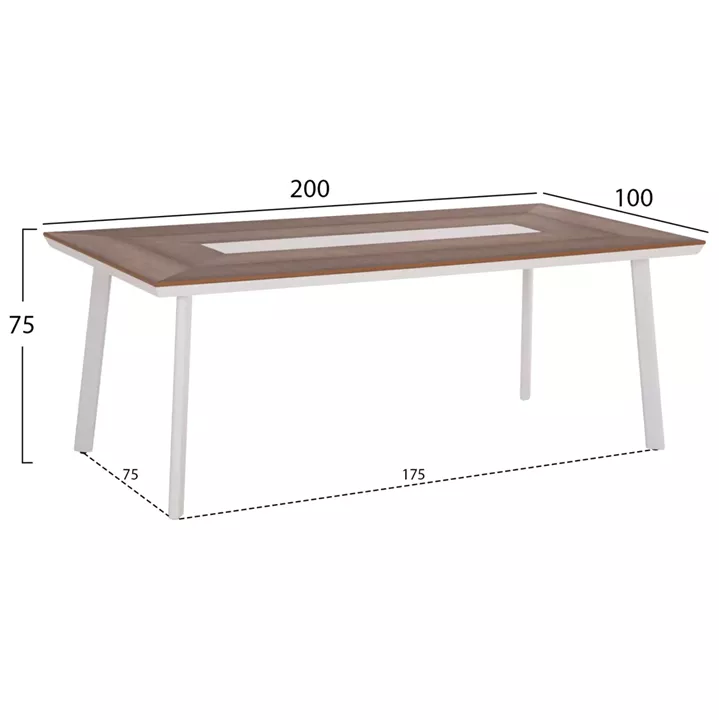 OUTDOOR DINING SET 9PCS MAGNET HM10828.02 ALUMINUM IN WHITE--POLYWOOD--P.E.ROPE