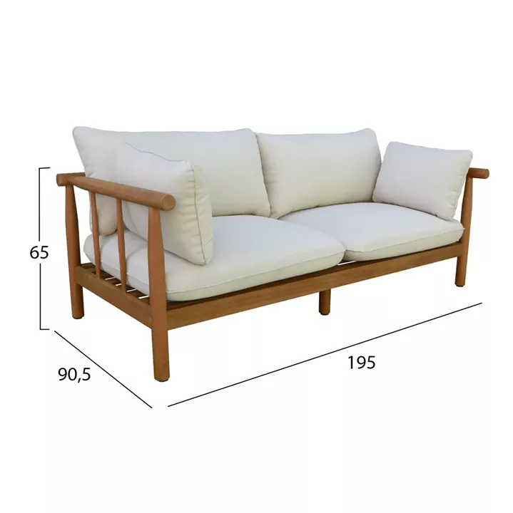 OUTDOOR LOUNGE SET 4PCS ELMORA HM6517 ACACIA WOOD--POLYESTER CUSHIONS COVERS IN ECRU