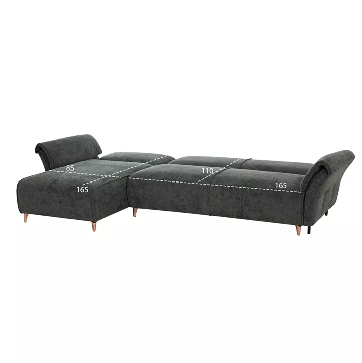CORNER REVERSIBLE SOFA-BED MAILO HM6071.03 GREEN FABRIC-METAL LEGS 300x145x80Hcm.