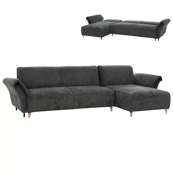 CORNER REVERSIBLE SOFA-BED MAILO HM6071.03 GREEN FABRIC-METAL LEGS 300x145x80Hcm.