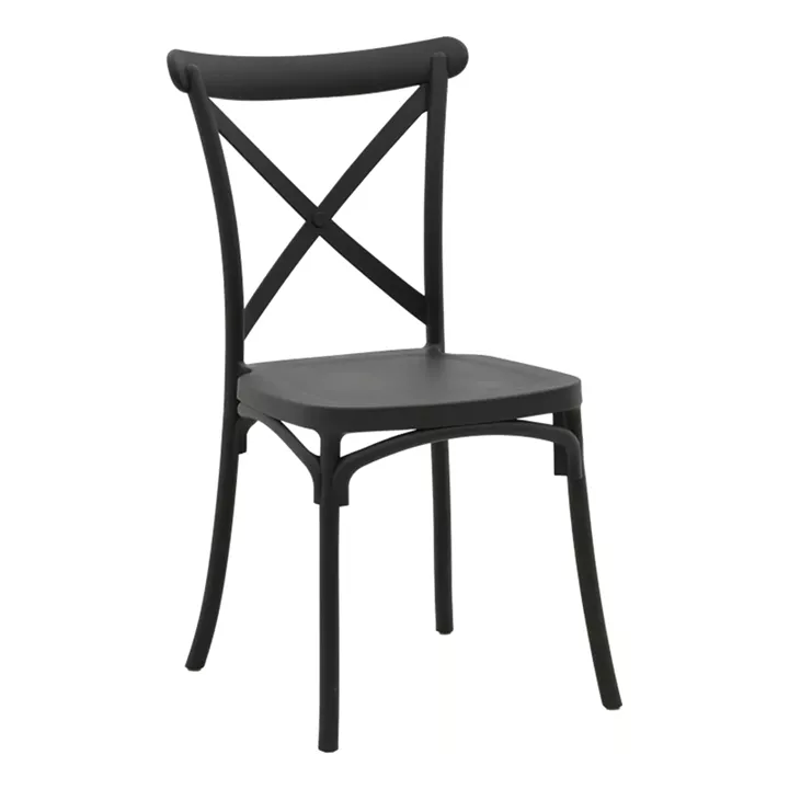 Stackable Crossie pakoworld pp chair black 43x53x88cm