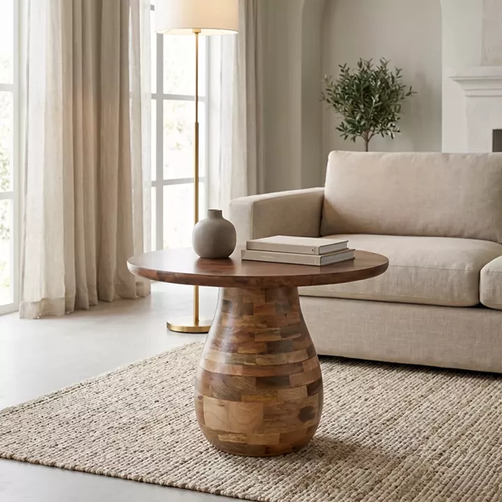 Coffee table Benzano pakoworld natural color mango wood Φ60x45cm