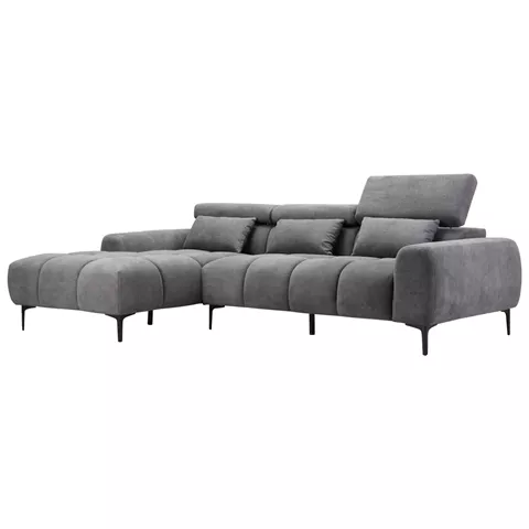 ΚΑΝΑΠΕΣ ΑΡΙΣΤΕΡΗ ΓΩΝΙΑ DIVYA HM3267.12L ΓΚΡΙ ΥΦΑΣΜΑ 264x175x99Υεκ.