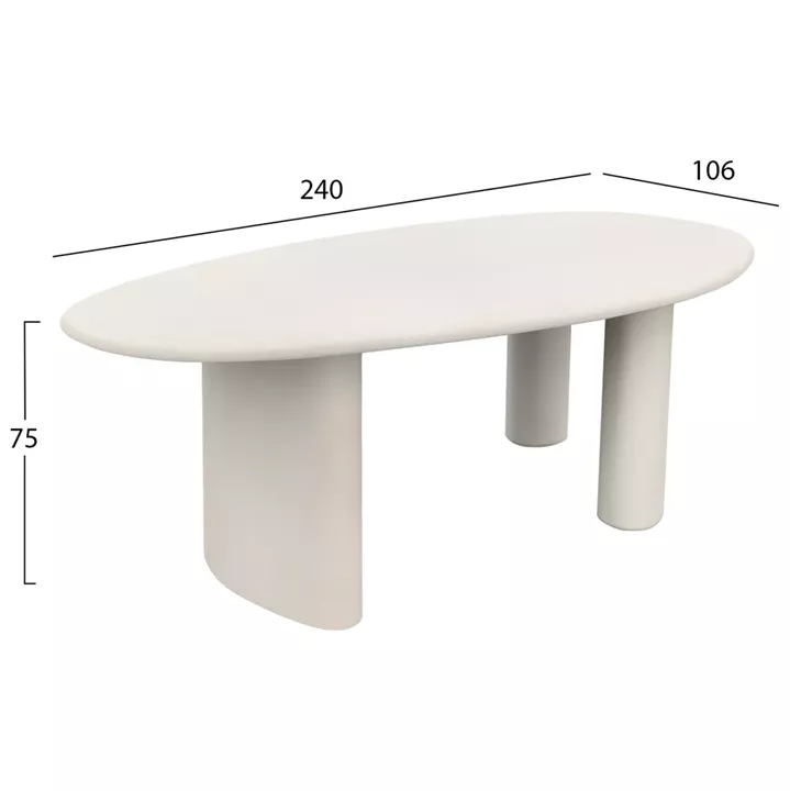 ΤΡΑΠΕΖΙ ΤΡΑΠΕΖΑΡΙΑΣ FIBER CEMENT ΟΒΑΛ VOLPE HM6599.02 ΜΠΕΖ 240x100x75Υεκ