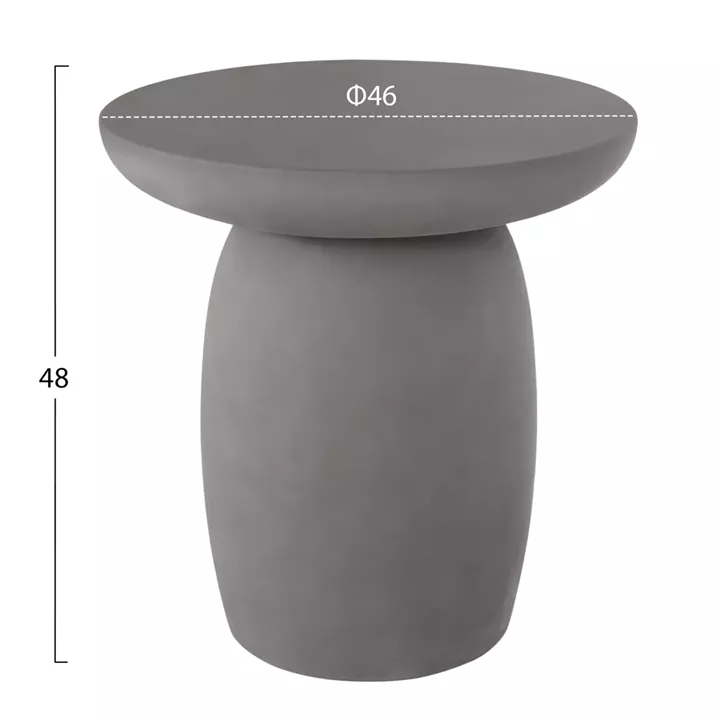 ΤΡΑΠΕΖΙ ΒΟΗΘΗΤΙΚΟ FIBER CEMENT ΣΤΡΟΓΓΥΛΟ HIKARI HM6593.01 ΓΚΡΙ Φ46x48Υεκ.