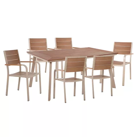 ΣΕΤ ΤΡΑΠΕΖΑΡΙΑΣ TABER HM10737.04 ΤΡΑΠΕΖΙ & 6 ΠΟΛΥΘΡΟΝΕΣ-ΑΛΟΥΜΙΝΙΟ & POLYWOOD-ΣΑΜΠΑΝΙ