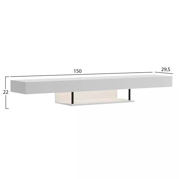 WALL HANGING TV STAND WITH LED SAVOR HM18381.02 MELAMINE IN WHITE 150x29.5x22Hcm