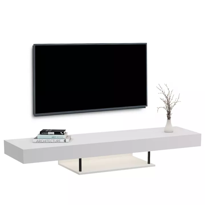 WALL HANGING TV STAND WITH LED SAVOR HM18381.02 MELAMINE IN WHITE 150x29.5x22Hcm
