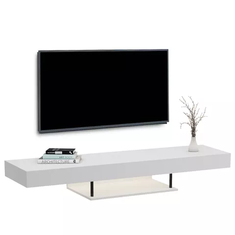 ΕΠΙΠΛΟ ΤΗΛΕΟΡΑΣΗΣ ΤΟΙΧΟΥ ME LED SAVOR HM18381.02 ΜΕΛΑΜΙΝΗ ΛΕΥΚΗ 150x29,5x22Υεκ