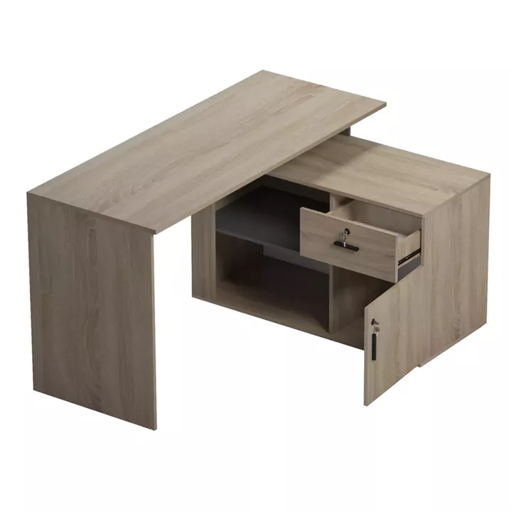 DESK RIGHT CORNER CARNET HM18384.13 MELAMINE IN SONAMA/GREY 138x102x75Hcm.