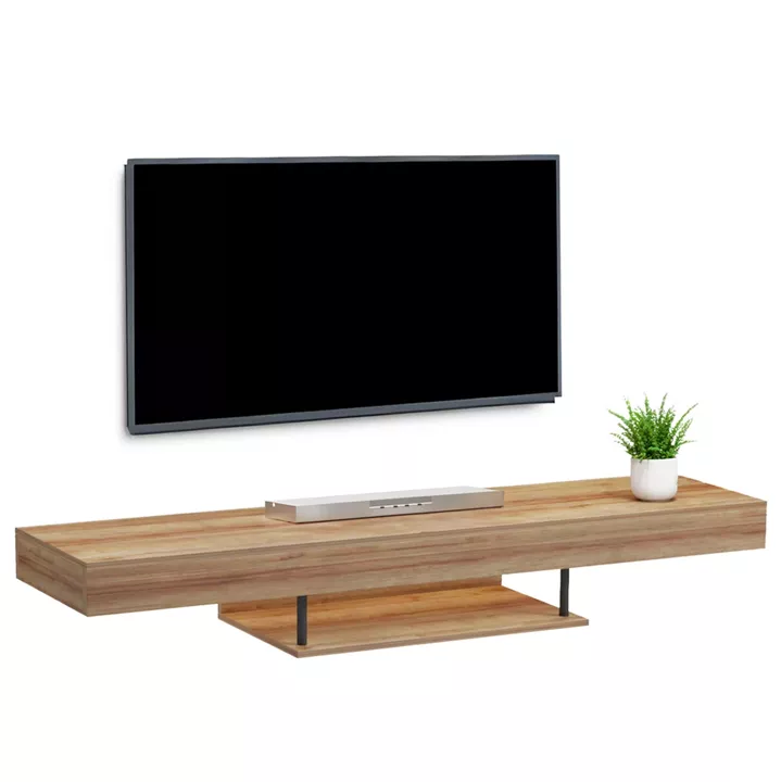 ΕΠΙΠΛΟ ΤΗΛΕΟΡΑΣΗΣ ΤΟΙΧΟΥ ME LED SAVOR HM18381.01 ΜΕΛΑΜΙΝΗ ΣΕ OAK 150x29,5x22Υεκ