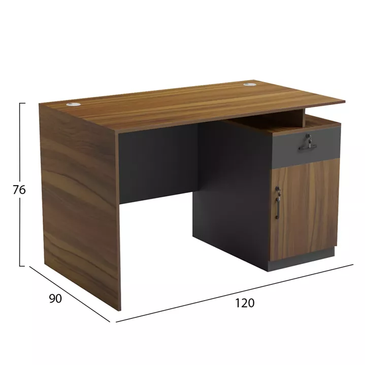 OFFICE DESK WITH RIGHT SIDE CABINET TACTIC HM18389.03 MELAMINE IN WALNUT/GREY 120x70x76Hcm