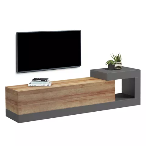 ON-WALL TV FURNITURE ESSENZA HM18372.13 MELAMINE IN OAK/GREY 150x29.6x38.6Hcm.